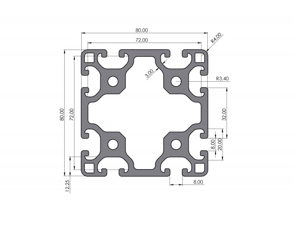 Aluminium profile 80x80 light groove 8 I-type